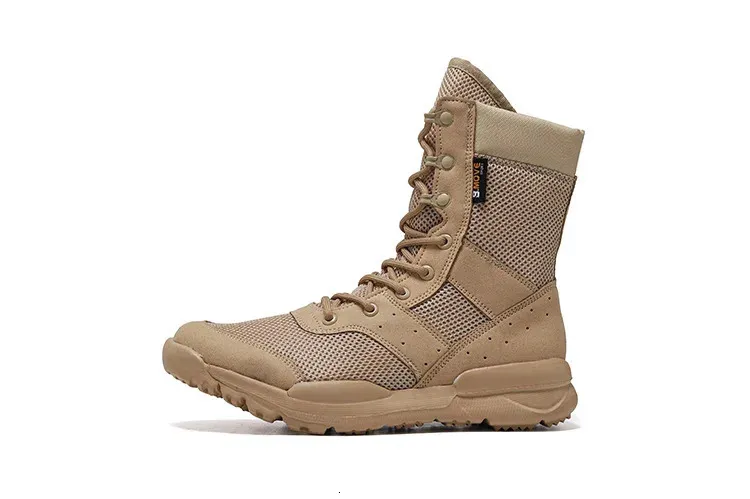 Sommer Atmungsaktive Wüste Wandern Herren High Top Outdoor Klettern Bergsteigen Armee Schuhe Leichte Taktische Kampf_voghion.com