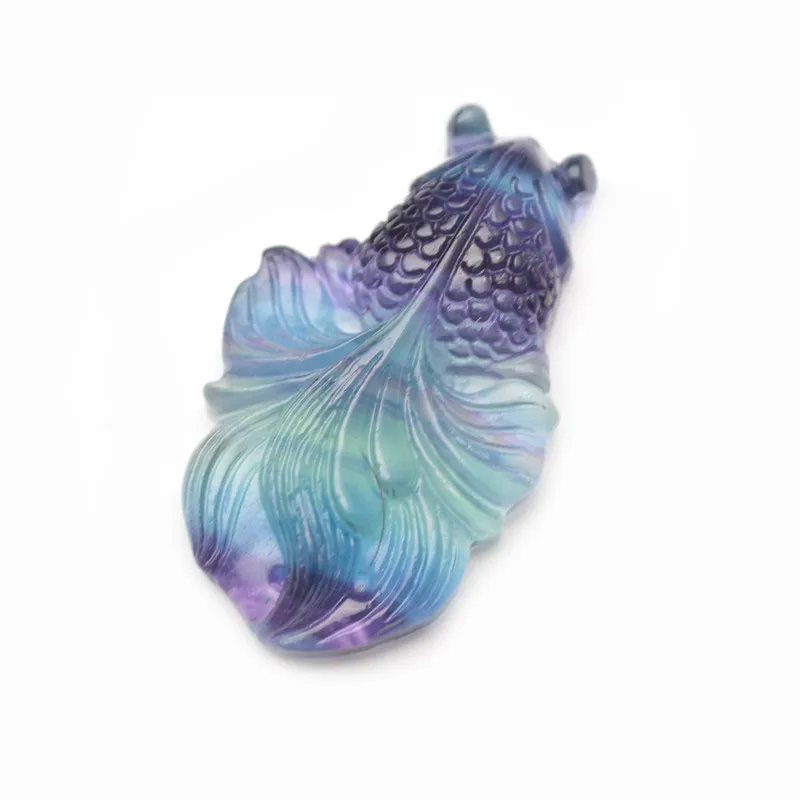 Anhänger Halsketten Schöne hochwertige natürliche bunte Stein Goldfischform Halskette Modeschmuck Frau Mann Party_voghion.com