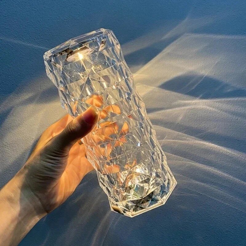LED Crystal Table Bedroom Atmosphere Lamp Rose Projector USB Touch Night Light Decorative Lights for Room Decor_voghion.com