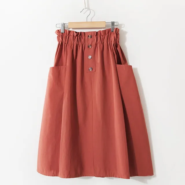 hot selling High Waist Midi Women Hip Wrap Knee-Length Skirt With Pocket Solid Color Casual Vacation Style All-Match Leisure Loose_voghion.com