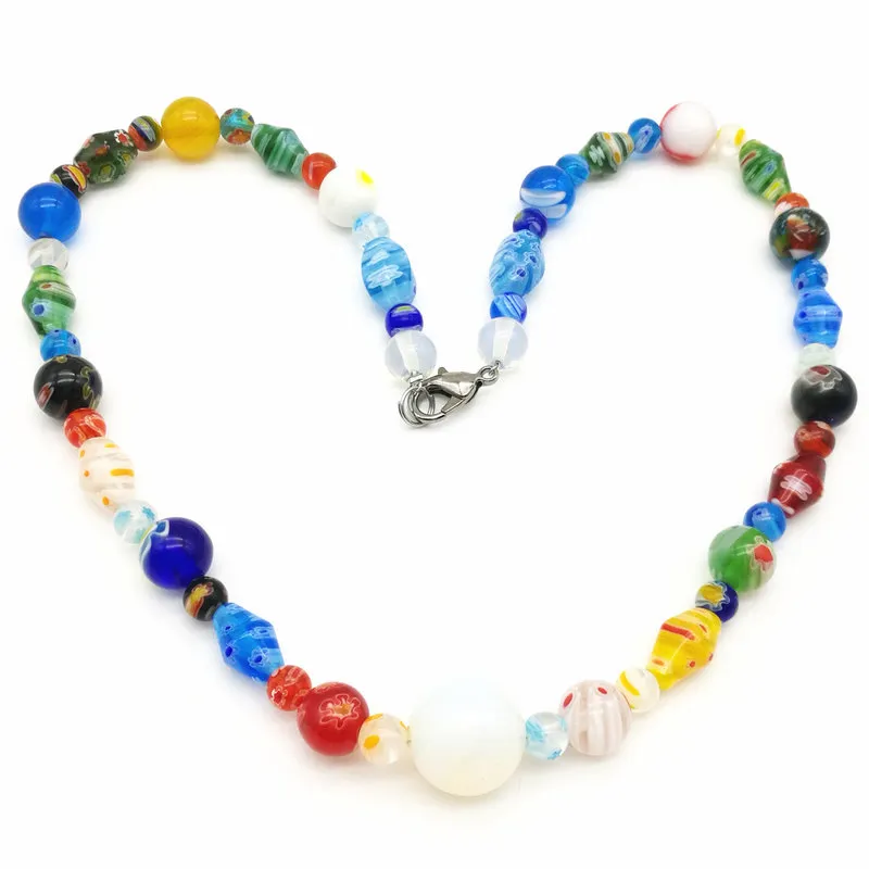 Ketten Mode Rad Millefiori Murano Glas Halskette 6-14mm_voghion.com