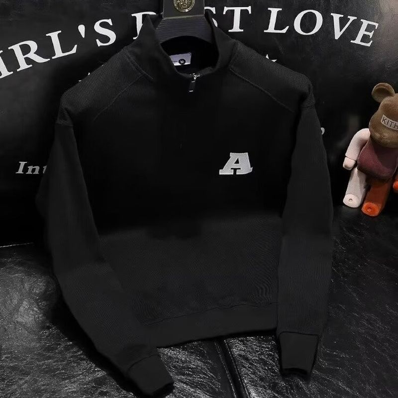Suéter de cuello alto medio con letras bordadas, estilo coreano, parte superior inferior, abrigo de punto informal de marca de moda para primavera y otoño_voghion.com