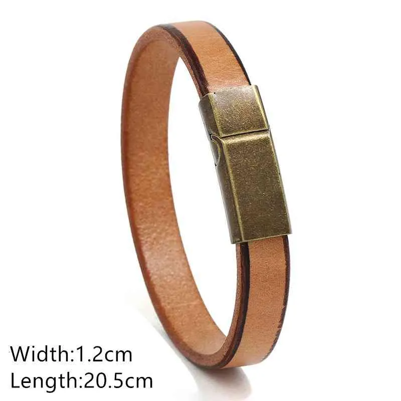 Bracciale da uomo in pelle intrecciata marrone punk con chiusura magnetica in acciaio inossidabile, alla moda, da 20,5 cm, regalo_voghion.com