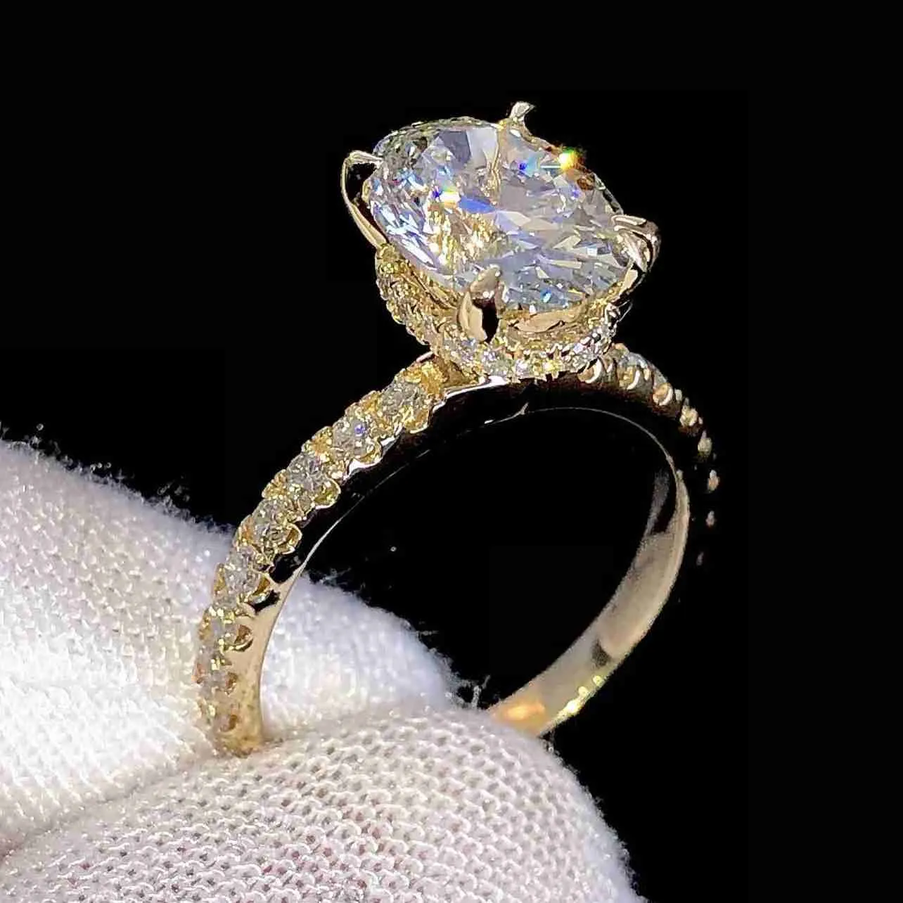 Vendita calda, set di nozze in vero argento 9K 14K, taglio ovale, ultimo stile, anelli di fidanzamento con diamanti, gioielli in moissanite, perle e oro_voghion.com