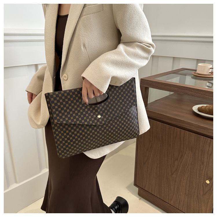Envelope bag, women's bag, plaid key bag, large capacity envelope bag, casual business Han Chao handbag_voghion.com