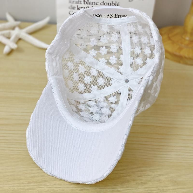 Cappello da baseball estivo da donna in pizzo ricamato Wers Mesh traspirante con linguetta d'anatra e protezione solare, parasole, berretto Rebound_voghion.com