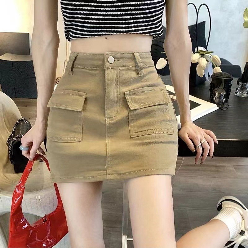 Women's Clothing Denim Skirt Women Summer New High Waist Slim Niche Pocket A Line Short Skirt Hip Skirt