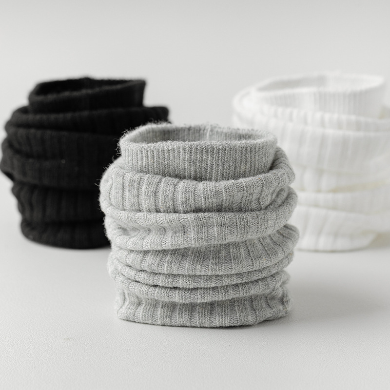 white And Gray Business Medium Tube Socks Sweat-absorbing Cotton Socks Double-needle Casual Stockings Versatile Short Men's Socks_voghion.com