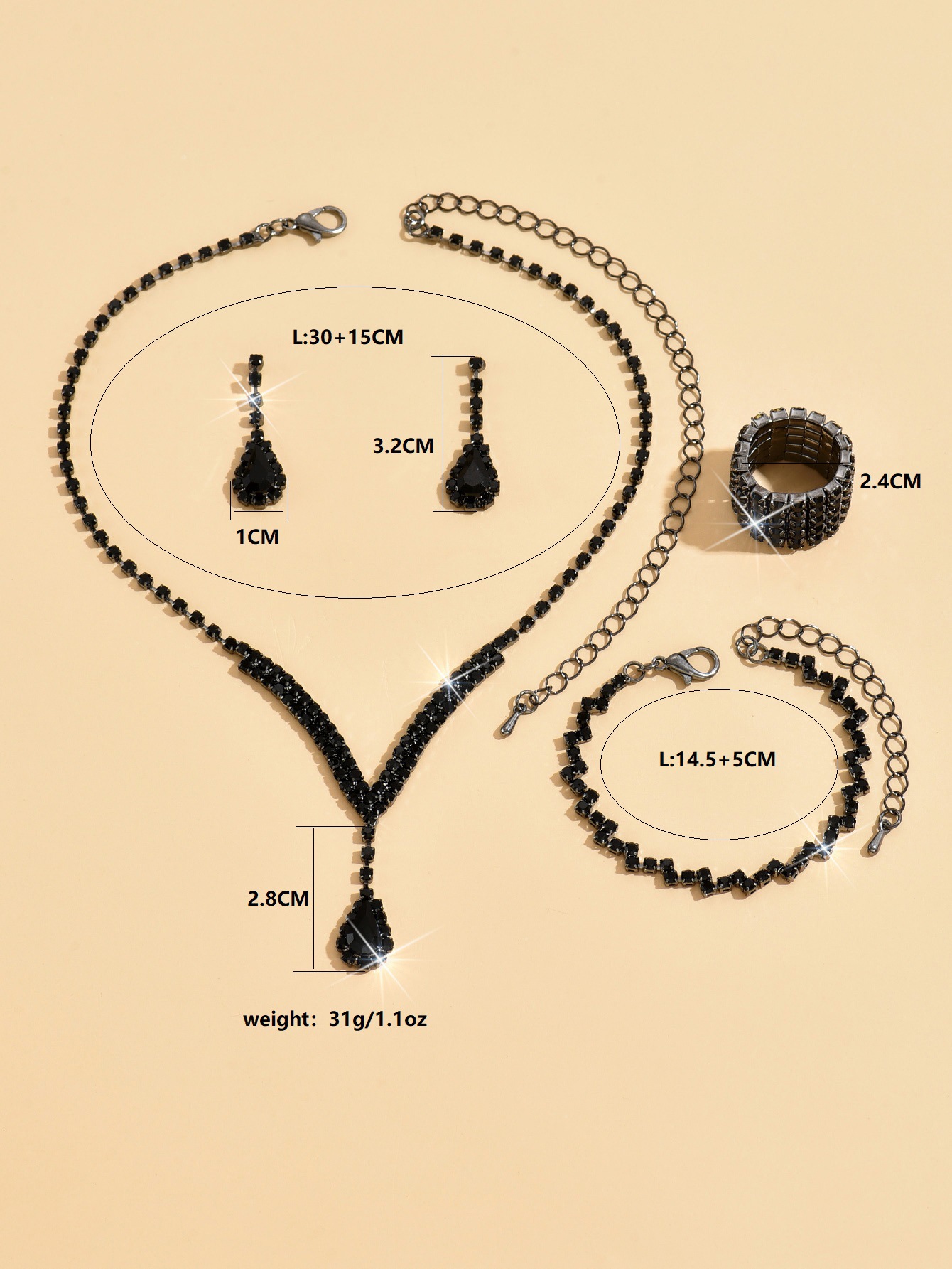 Bride And Girls Jewelry Diamond Necklace Earrings Earrings Wedding Jewelry Set_voghion.com