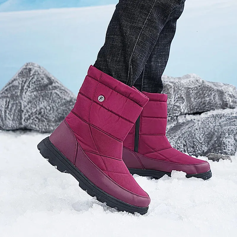 Bottes d'hiver pour hommes, grandes tailles, chaudes, en peluche, longues, imperméables, mi-mollet, pour l'extérieur, baskets durables, chaussures de loisirs à enfiler_voghion.com