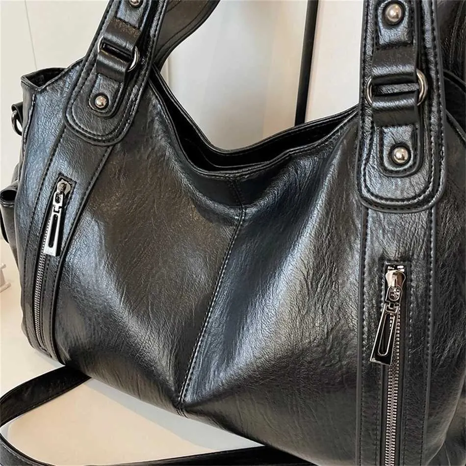 Women's Large Shoulder Bag Two Layer Soft Leather Retro Handbag_voghion.com