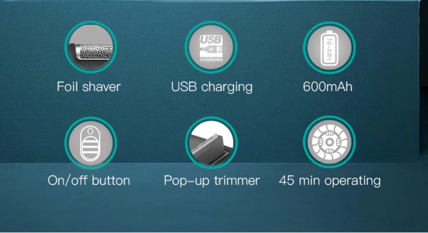VGR Electric Shaver Professional Beard Trimmer Razor Portable Mini Shaver Reciprocating Shaving 2 Blade USB Charge for Men V-390_voghion.com