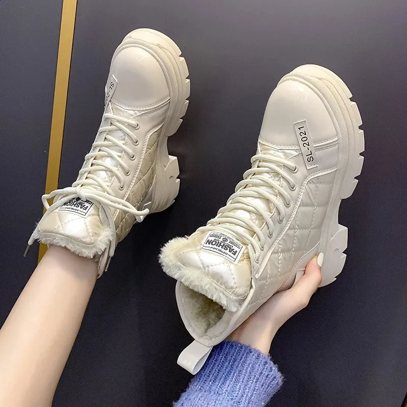 Snow Platform Warm Ankle Boots For Women Waterproof Fur Lined_voghion.com