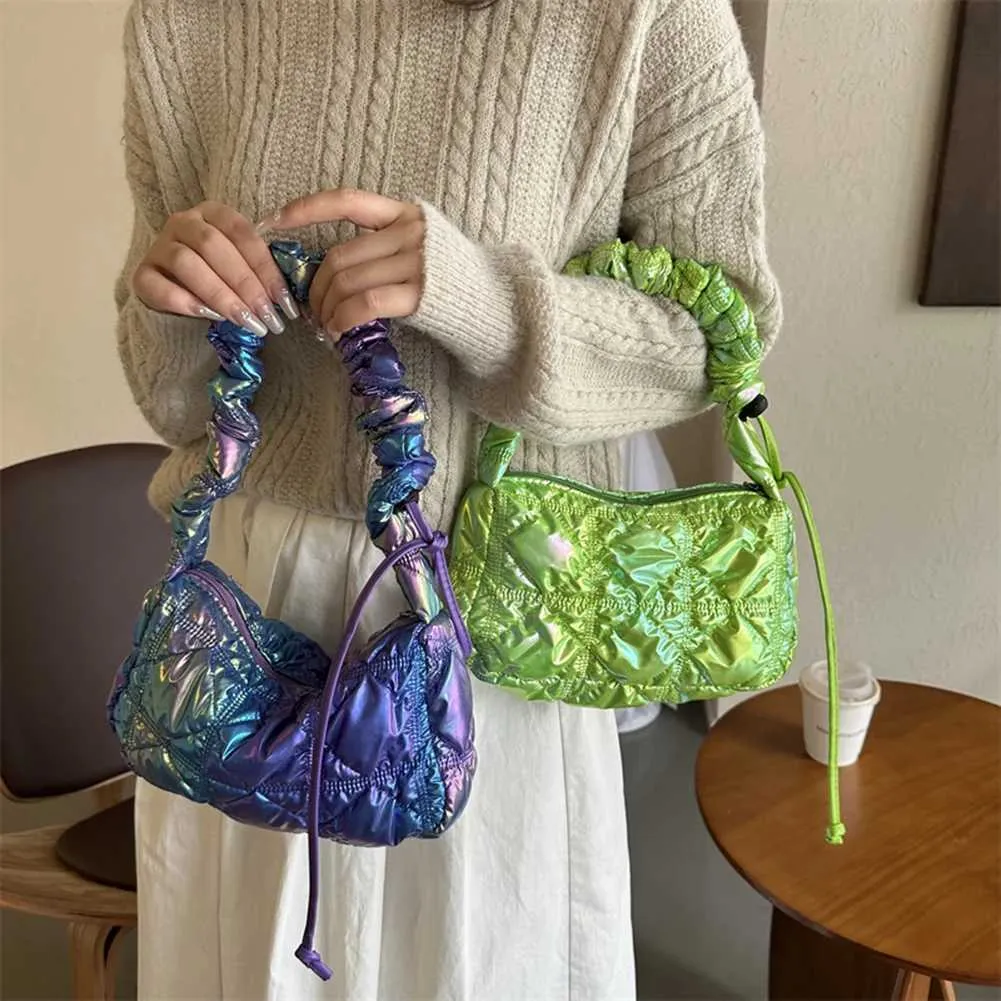 Damen Gepolsterte Schulter Hobo Achselhöhle Wolke Plissee Tasche Drstring Gesteppte Crossbody Mädchen Stilvolle Satchel PurseC241216_voghion.com