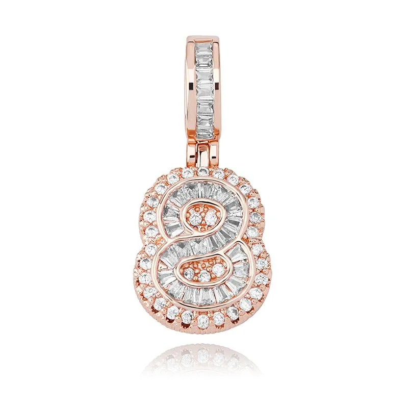 Gold Plated Iced Out CZ Square Cubic Zirconia Custom Sports Number Pendant Chain Necklace DIY Bling Diamond Hip Hop_voghion.com