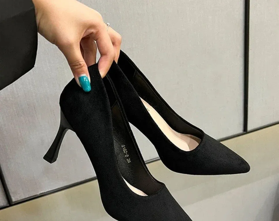 Heels Thin Toe Pointed Pumps Office Sexy Party Ladies Footwear Black Womens Shoes Formal on Heeled High Career 39_voghion.com