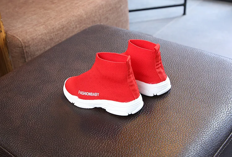 Tênis de cano alto infantil casual sem cadarço respirável meias infantis antiderrapantes botas de neve meninos meninas calçados esportivos tamanhos 21-30_voghion.com