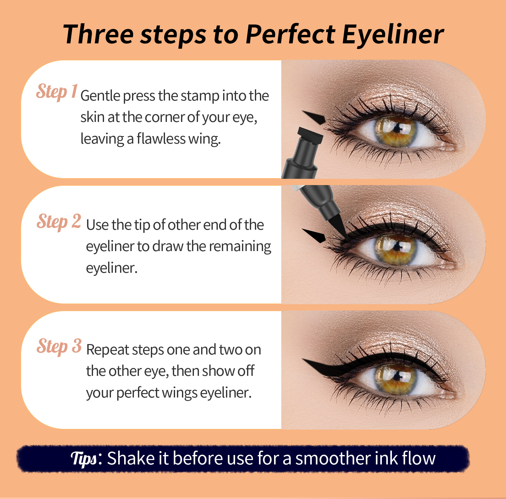 YANQINA Seal vandfast og ikke-udtværende dobbeltstempel eyeliner makeup_voghion.com