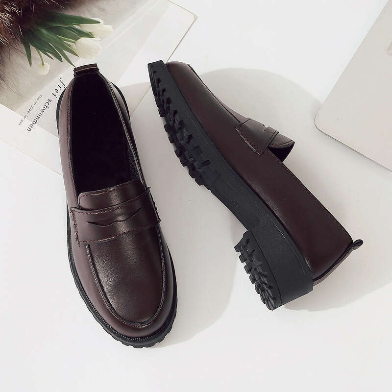 Women's Loafers Casual Leather Shoes With Thick Sole For Comfort_voghion.com