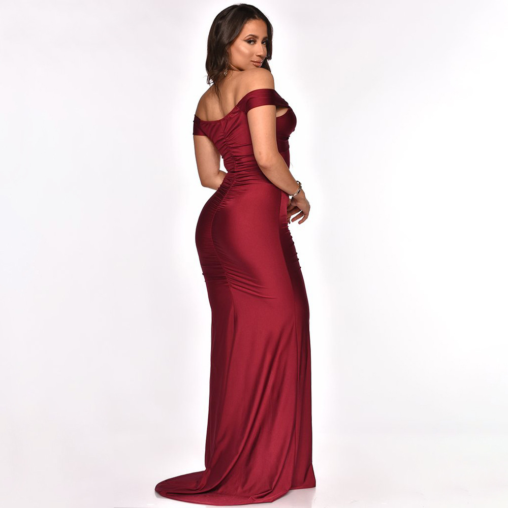 Damenkleid Mit V-ausschnitt One-shoulder-stil Und Schlitz Sommer_voghion.com