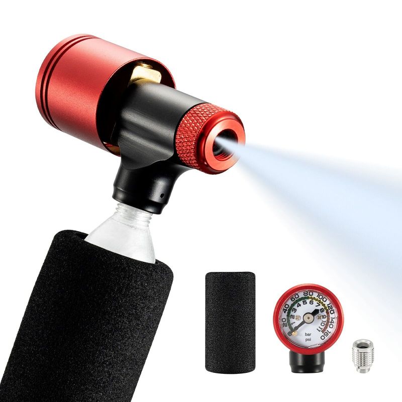 ROCKBROS Fahrrad-CO2-Pumpe, 160 PSI mit Barometer, für Presta- und Schrader-Ventile, leicht_voghion.com