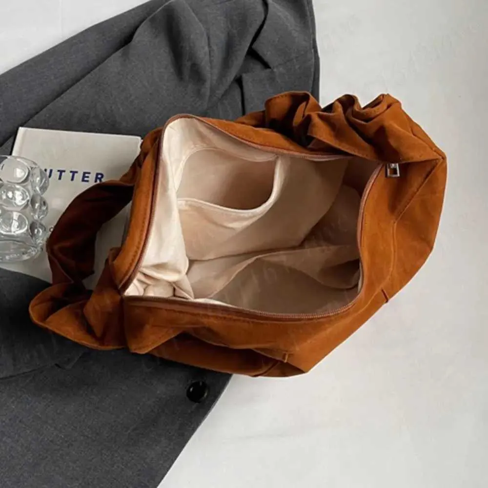 Borsa a mano piccola Hobo Tote multitasche in pelle scamosciata da donna con tracolla regolabile, borsa a mezzaluna, mini pochette a tracolla_voghion.com