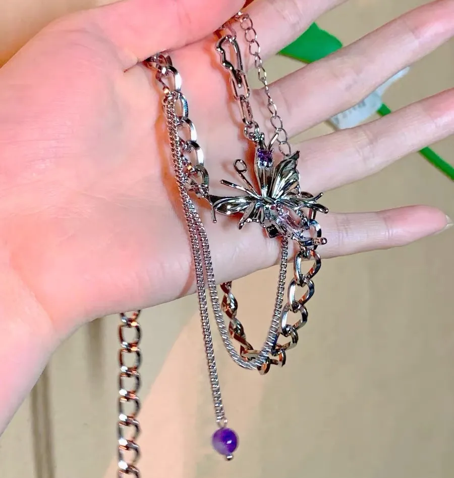 Colliers pendentifs doux mignon collier papillon exquis élégant animal insecte court tour de cou pour femmes bijoux Haruku_voghion.com