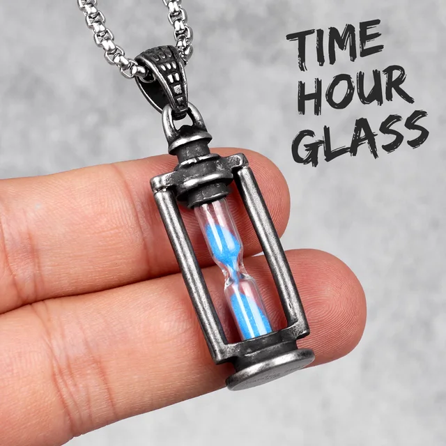 Vendite calde Clessidra Retro Uomo Collane Lunghe Pendenti Catena Punk Hip Hop per Ragazzo Maschio Gioielli in Acciaio Inossidabile Creatività Regalo_voghion.com