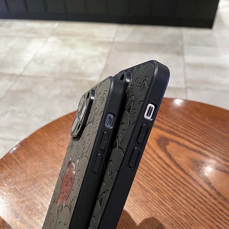 Cartoon Cats Laser Phone per iPhone 11 12 13 15 Pro Max 14 Plus Custodia protettiva per obiettivo fotocamera in pelle_voghion.com