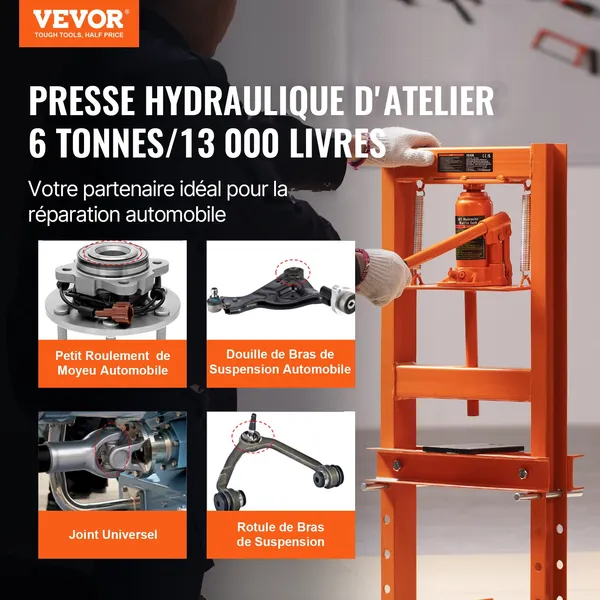 Hydraulische Werkstattpresse 6 Tonnen H-Rahmen Tischgerät mit Pressplatten_voghion.com