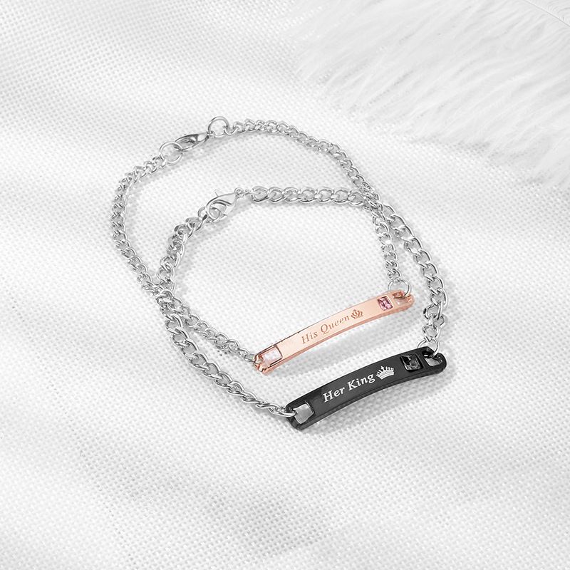 Braccialetto con scritta Selg, semplice e alla moda, con corona e coppia, modello Dia_voghion.com