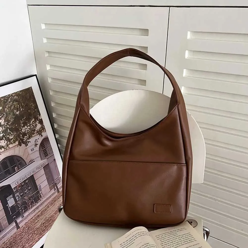 Borsa a tracolla vintage da donna, casual, in pelle PU, grande capacità, morbida, sotto le ascelle, autunno inverno Ba241106_voghion.com