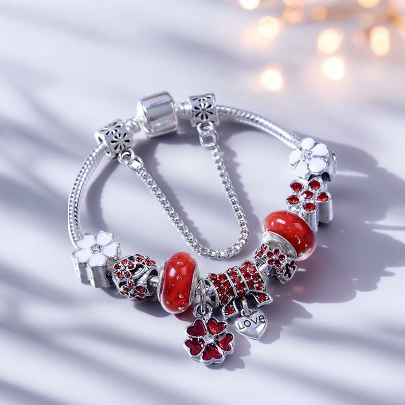 Bracciale charm in acciaio inossidabile con perline smaltate_voghion.com