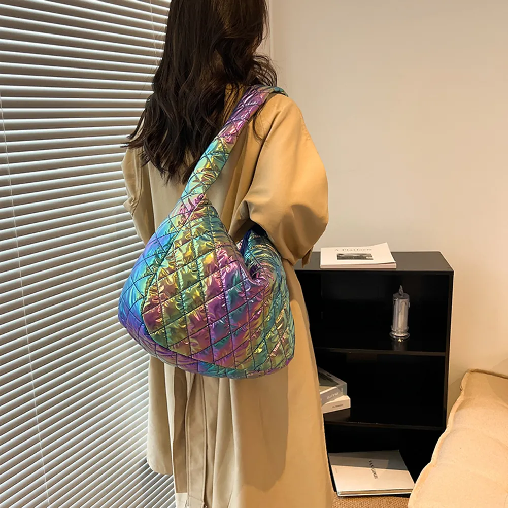 Borse a tracolla da donna autunno inverno, tote, grandi capacità, imbottite in cotone, borse da donna, borse da viaggio multicolori_voghion.com