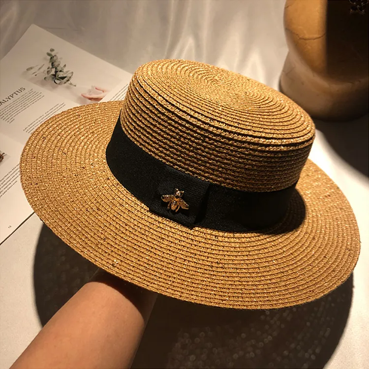 Strohhut Für Damen Modischer Designer Sonnenhut Mit Biene_voghion.com