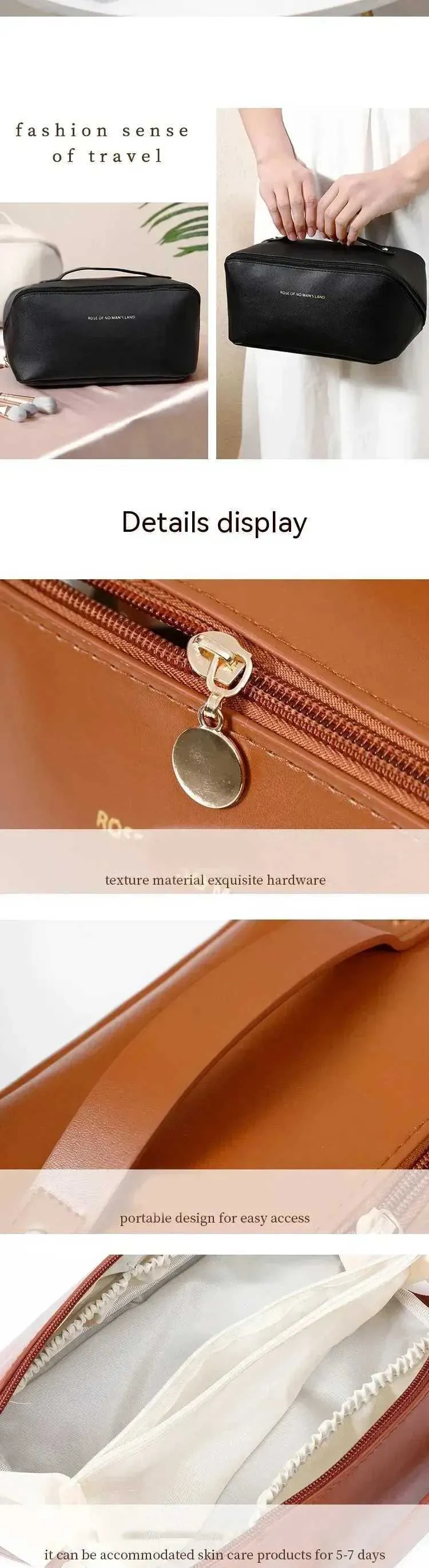 High end enkel och bekväm grundläggande förvaring söt lätt resesminkväska med stor kapacitet Y241023_voghion.com