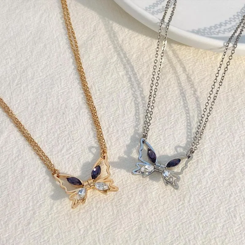 Catene Moda Farfalla Magnetica Coppia Collana Zircone Lucido Ciondolo Clavicola Catena Per Donne Romantica Amicizia_voghion.com