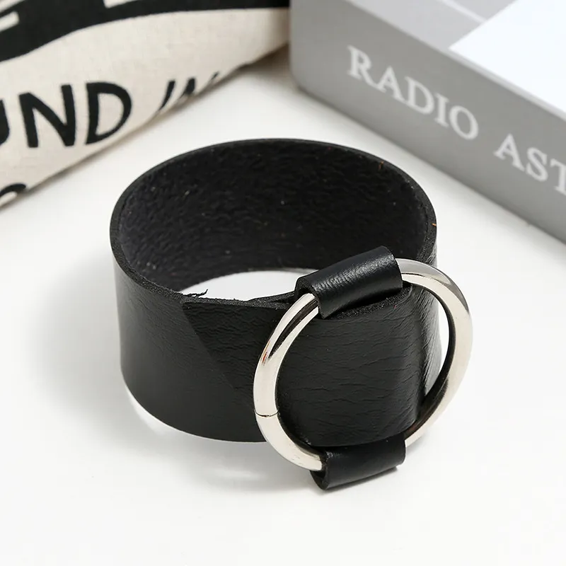 Round Buckle Charms Bangle Bracelets 5 Colors 2023 New Fashion Simple Design PU Leather Womens Bracelet Bangles Yelow_voghion.com
