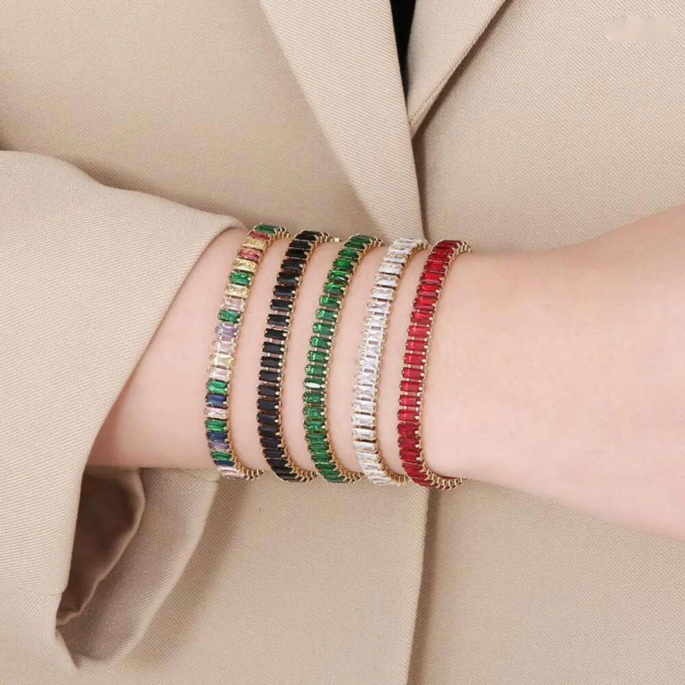 Exquisite Zircon Link Bracelet In Gold Stainless Steel Finish_voghion.com