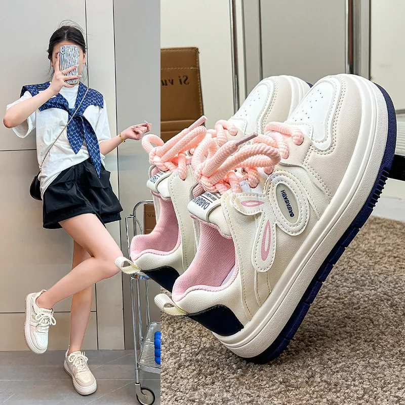 Thick Soled Round Toe Mesh Breathable Cartoon Decoration Sports Skateboard Casual And Versatile Non Slip Board Shoes_voghion.com