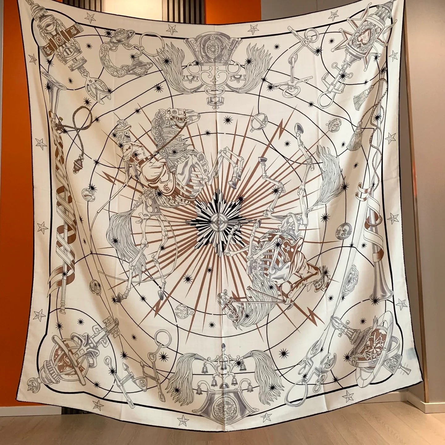 140*140cm Designer H Large Double Sided Same Color Hand-rolled Cashmere Silk Blended Shawl Pattern Orange Scarf Gift_voghion.com