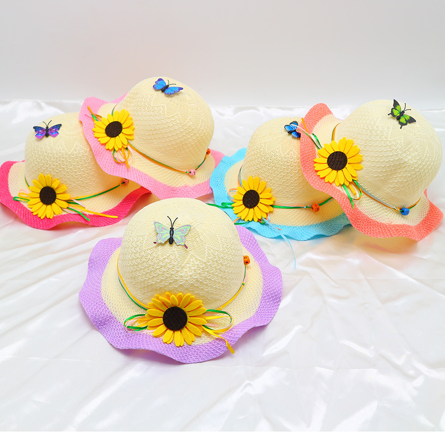 Children's baby girl sun hat thin hat sun protection sun hat summer cute girl beach princess straw hat_voghion.com
