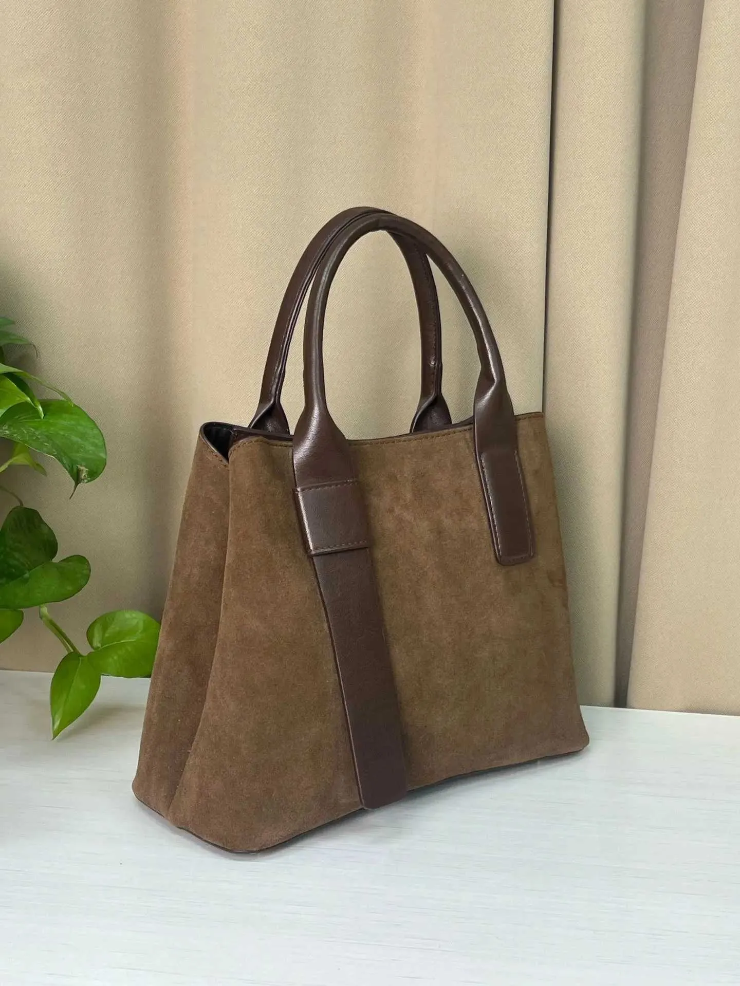 Sacs à main en daim texturé pour femmes, élégant, solide, poignée en PU, carré, grande capacité, pour les déplacements quotidiens, bandoulière souple_voghion.com