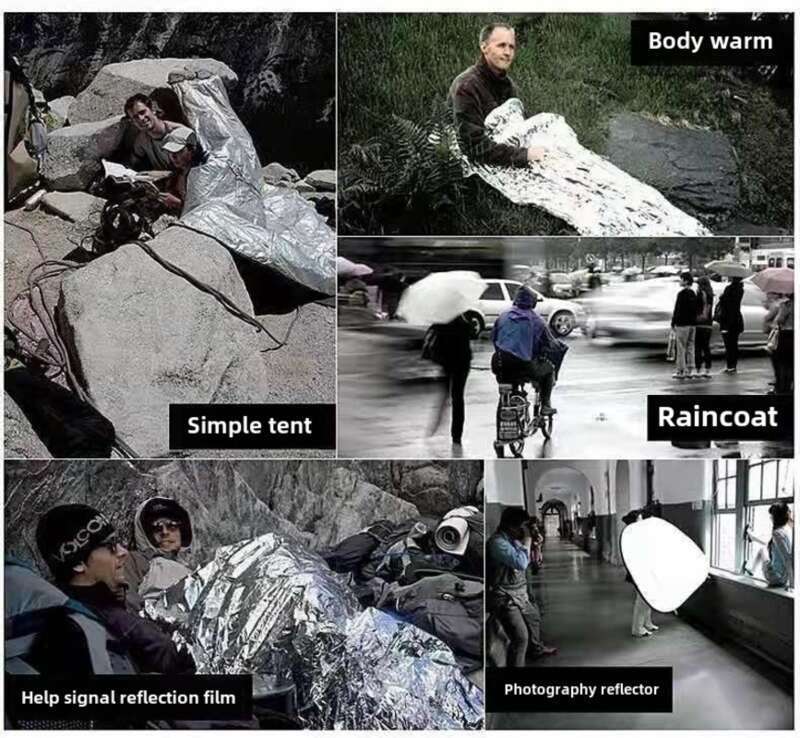 Wilderness Emergency Survival First Aid Sunscreen Insulation Distress Seeking Reflective Blanket, Cold Proof_voghion.com
