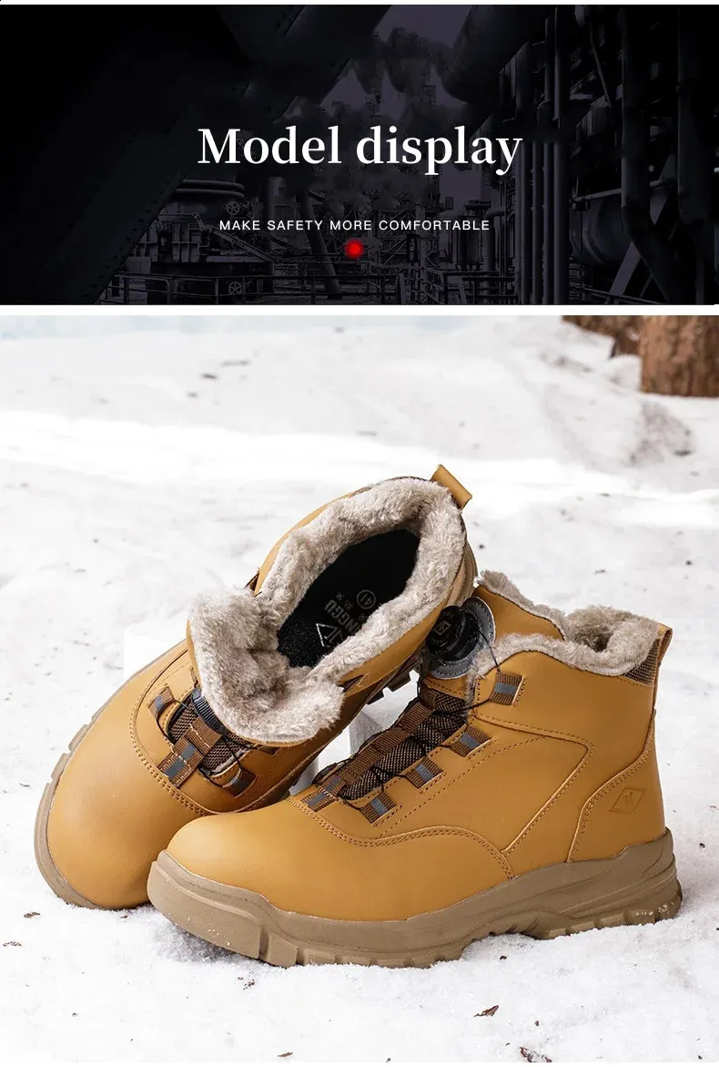 Bottes de sécurité imperméables à bouton rotatif pour hommes, résistantes aux chocs et aux perforations, chaussures de travail légères pour l'automne_voghion.com