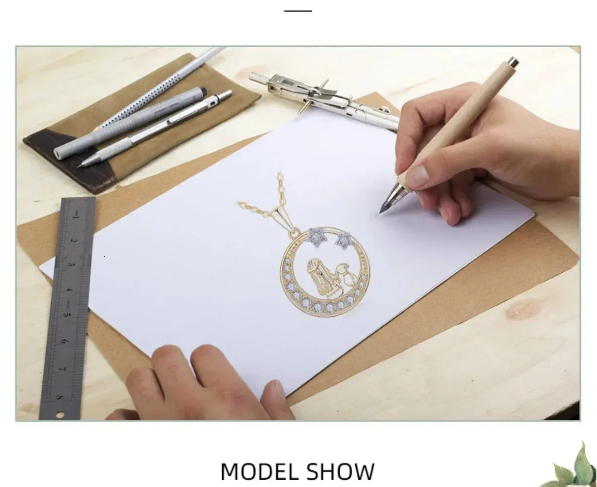 Mom And Baby Zircon Pendant Necklace In Sterling Silver Gold Tone_voghion.com