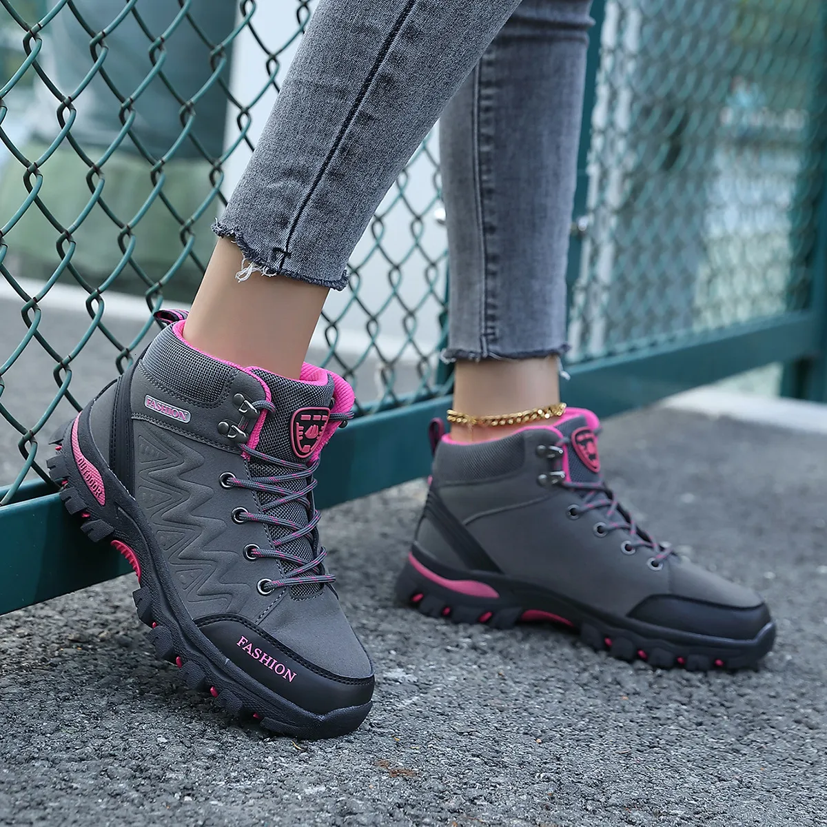Scarpe da donna alla moda, scarpe sportive da trekking per il tempo libero resistenti all'usura e con tomaia alta_voghion.com