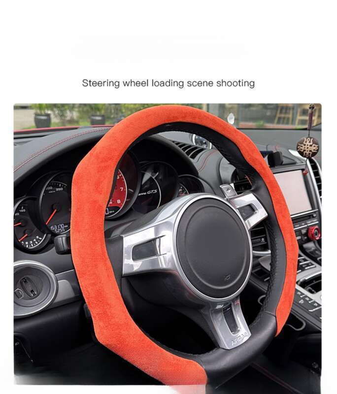 Husă volan auto pentru toate anotimpurile, protecție din piele întoarsă, plasă absorbantă de transpirație, roșie, rotundă, în formă de D, universală, pentru mâner_voghion.com
