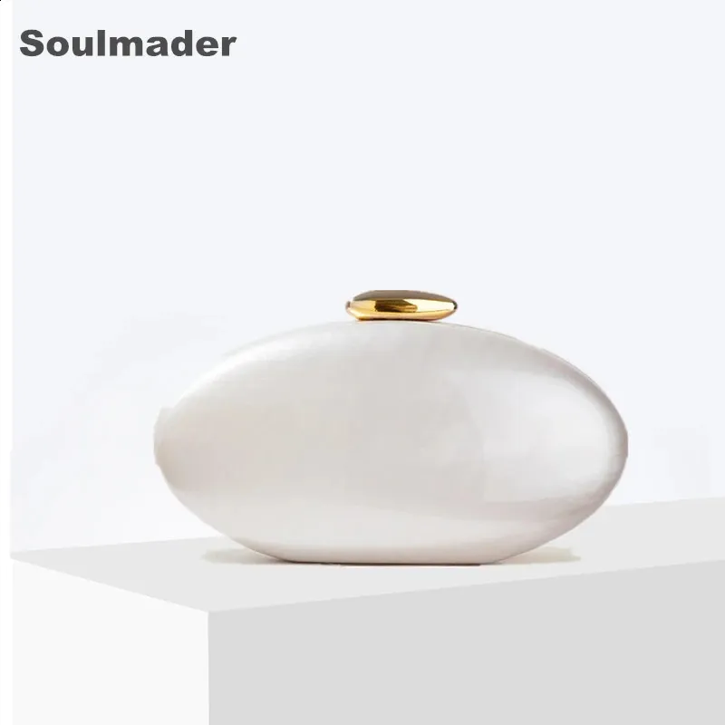 Egg shape Clutch Bag Acrylic women wedding evening dinner party cute ivory pearl color purse handbag summer 2024 240827_voghion.com