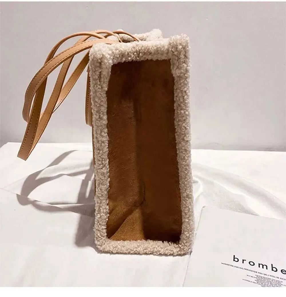 Lammwolle mit Beutel Nischendesign Sinnvolle Textur Große Kapazität Plüschhandtasche Lässige Mode Einzelne Schultertasche_voghion.com